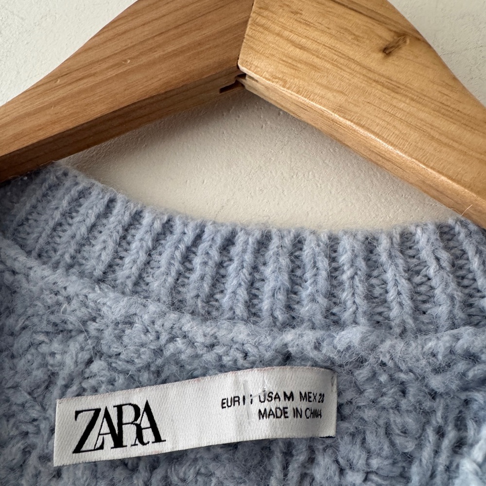 Zara Baby Blue Cable Knit Sweater Vest Wool Alpaca Blend - Picture 10 of 12